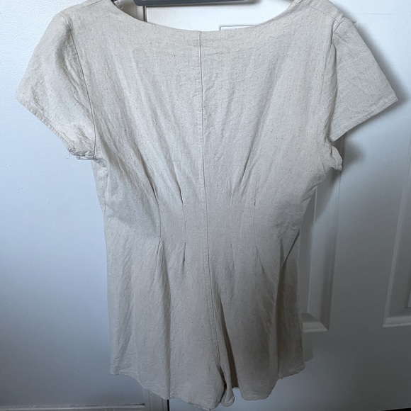 Linen Lux Beige Romper - Picture 2 of 3